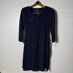 Connected Petite Stretchy Navy Tier Dress Size 8 Petite NWT